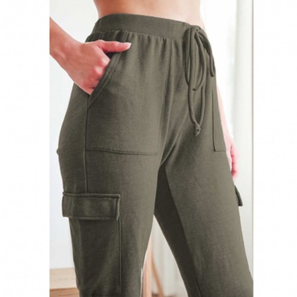 Lulus‎ Cargo Jogger Pants Womens Small Army Green Drawstring Pocket Casual NEW - Picture 7 of 16